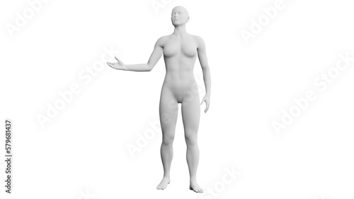 Beautiful athletic young woman posing isolated on black - 3d illustration  rendering. Front view