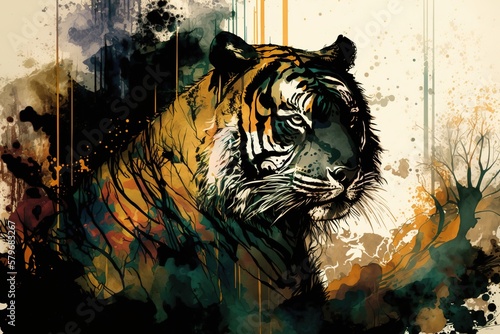 Tiger art background  generative ai