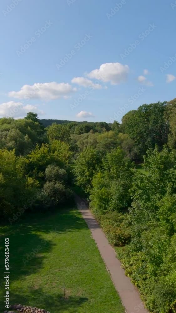 Summer Park aerial view, drone shooting. Vertical Summer Park aerial view, drone shooting. Vertical