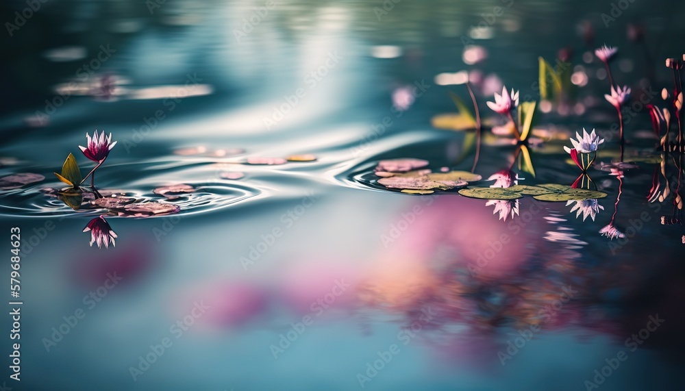 Beautiful spring pound scene, close up fresh water with copy space, splash screen for pc. Outdoor nature background. AI generative image. Beautiful spring pound scene, close up fresh water with copy space, splash screen for pc. Outdoor nature background. AI generative image.