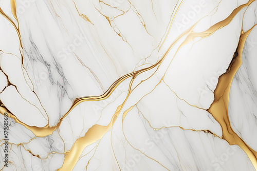 Abstract marble white and gold background. Wedding invitation backdrop. Ai generated