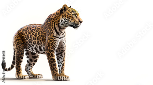 Photo Image of jaguar on white background. Generative AI.