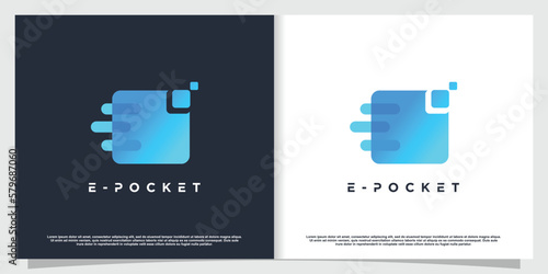 E wallet logo design with modern creative concept idea