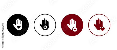volunteer icon vector illustration. palm with love concept. Flat style - stock vector.