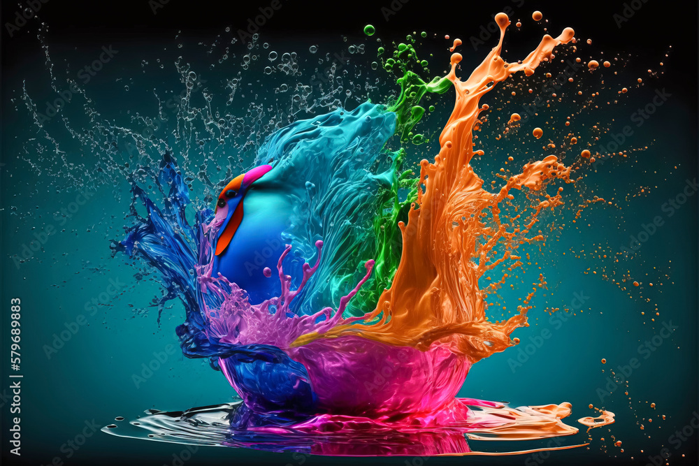 Color Burst: 3D Liquid Shapes, Chromatic Splash,Fluid Artwork,vibrant Liquids: 3D Color Explosions created with Generative AI technology
