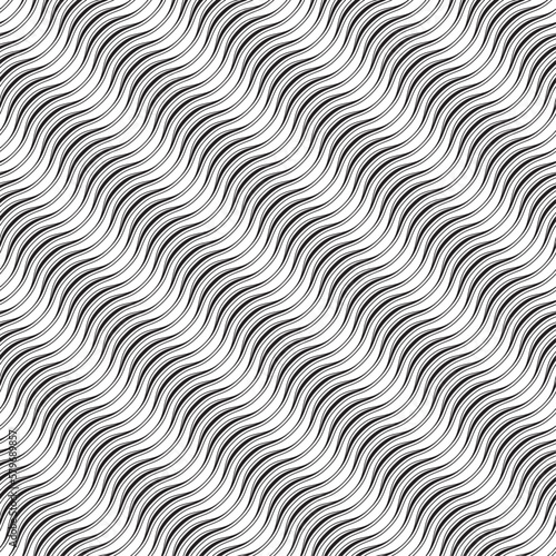 Vector seamless models. Composition of regularly repeated waves from dots  circles. Monochrome  simple.