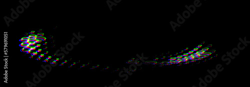 Diffraction shift of the contours of bubbles with a rounded discontinuous framing. The silhouette is perforated. Vector.