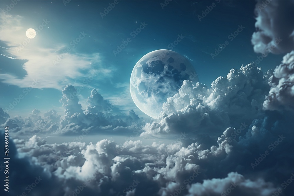 Obraz premium Moon and clouds AI genereted
