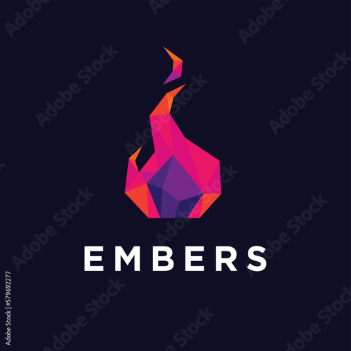 Embers geometric logo, embers logo design