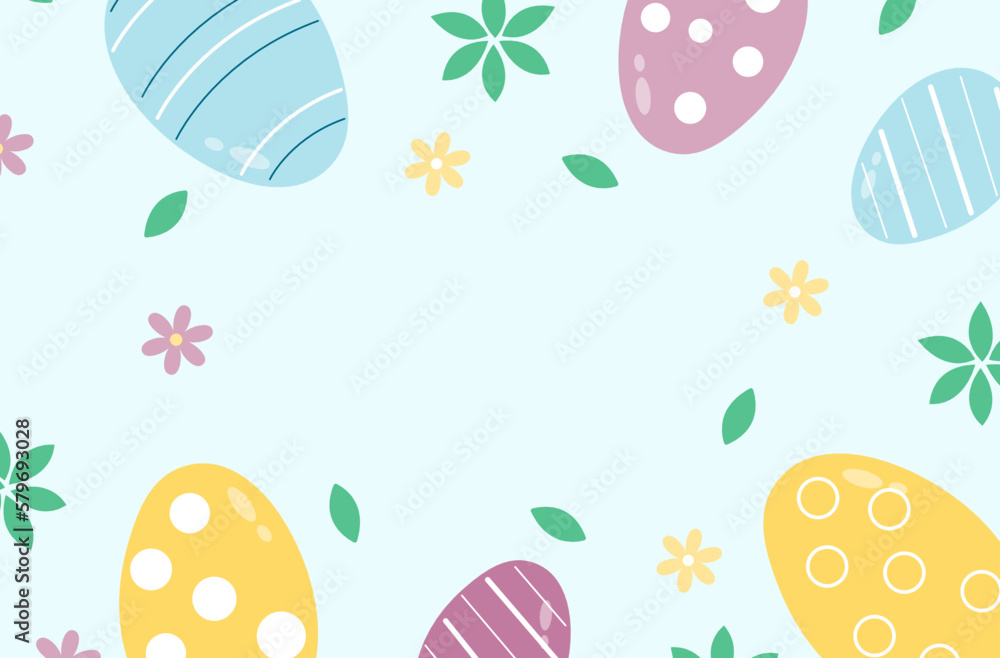 Card with easter eggs and flowers