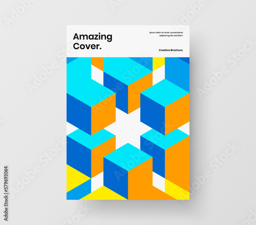 Fresh geometric hexagons handbill illustration. Unique brochure A4 design vector template.