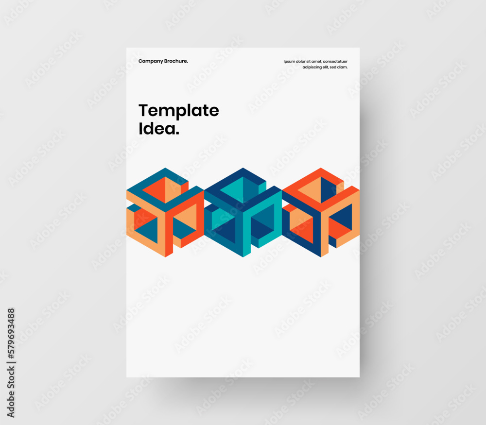 Fototapeta premium Isolated cover A4 vector design template. Vivid mosaic shapes poster illustration.
