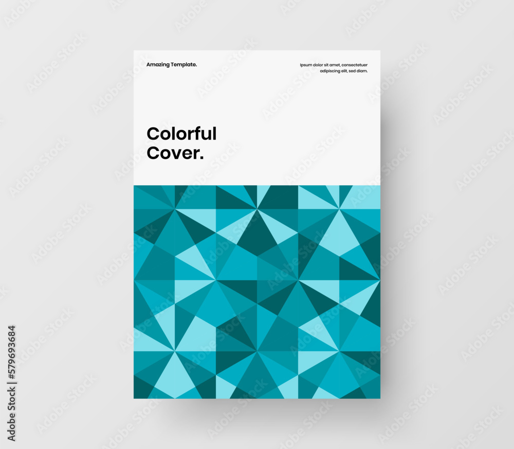 Multicolored mosaic pattern presentation illustration. Premium corporate cover A4 vector design layout.