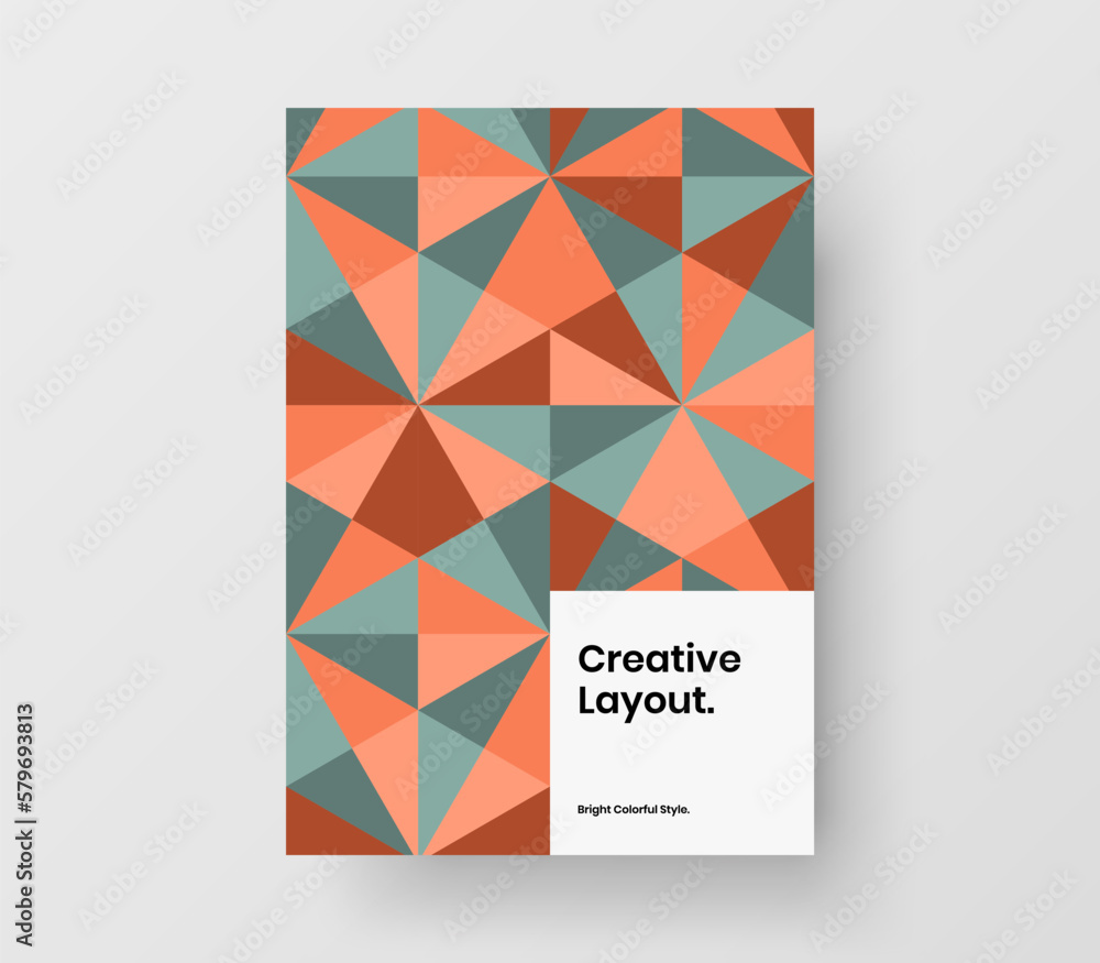 Vivid booklet A4 vector design concept. Amazing geometric shapes book cover illustration.