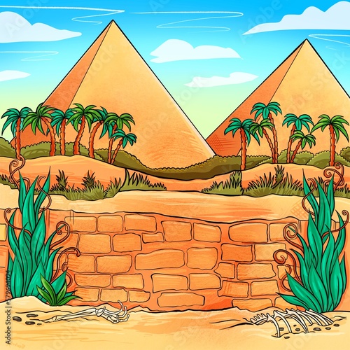 2D pyramid background asset