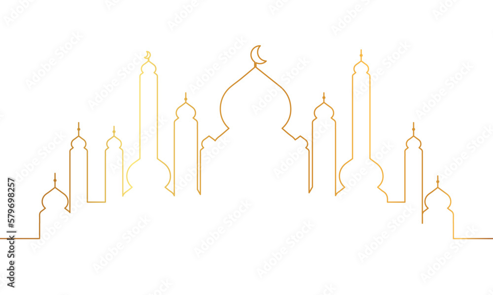 line art of mosque . islamic line art vector eps 10