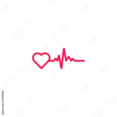 Heartbeat line with a heart. Pulse trace. EKG and CARDIO on a white background EPS Vector