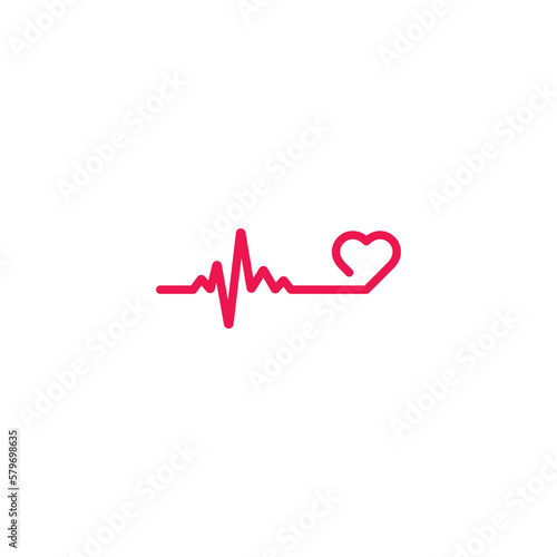 Heartbeat line with a heart. Pulse trace. EKG and CARDIO on a white background EPS Vector