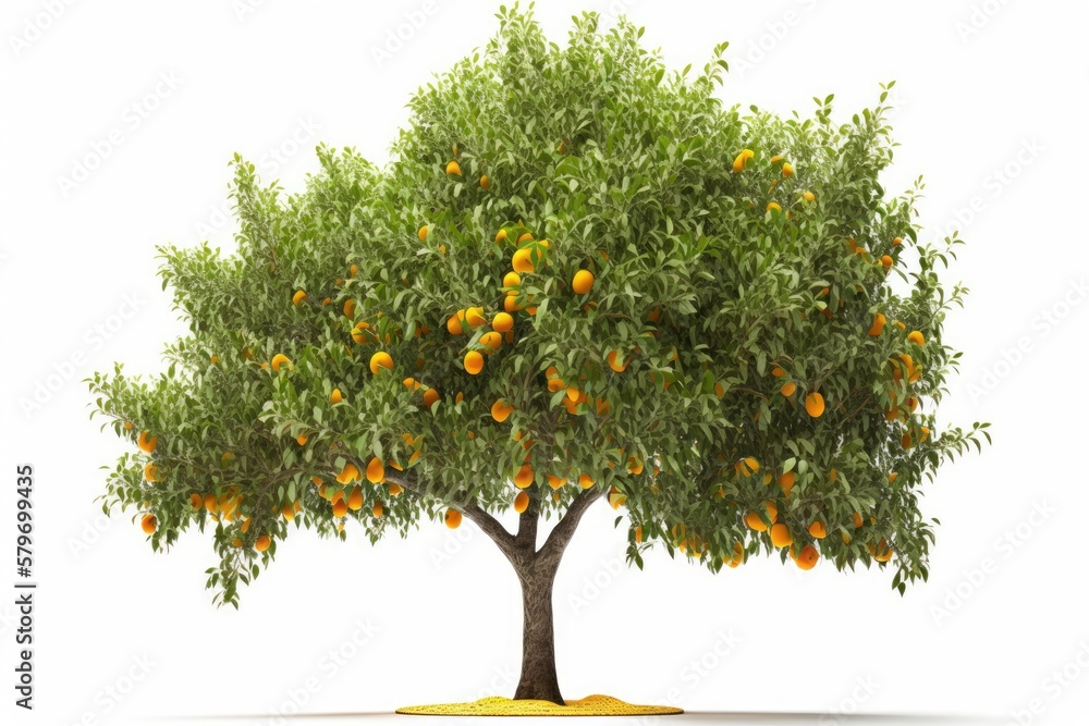 orange tree isolated on white background.