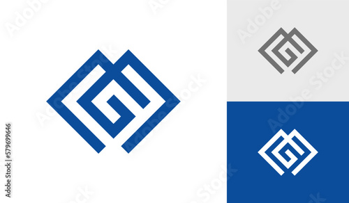 Letter MG or GM square monogram logo design vector