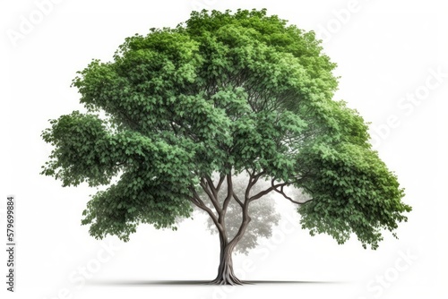 green tree isolated on white background generative ai illustration 