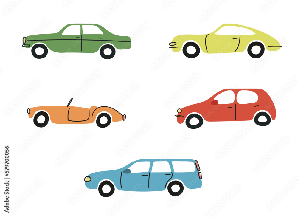 Set of colorful cars