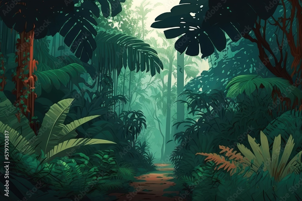 forest backdrop to showcase model and objects generative ai jungle ...