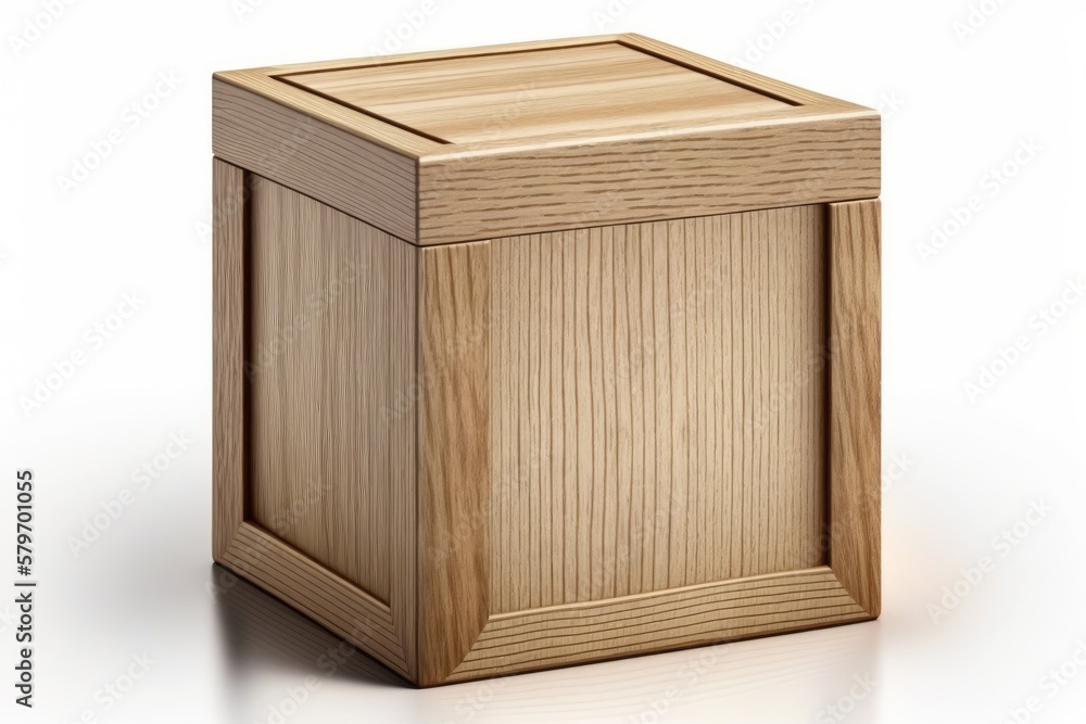 Wooden box isolated on white background. This is a Royalty-free fictitious generative AI artwork that doesn't exist in real life. Wooden box isolated on white background. This is a Royalty-free fictitious generative AI artwork that doesn't exist in real life.