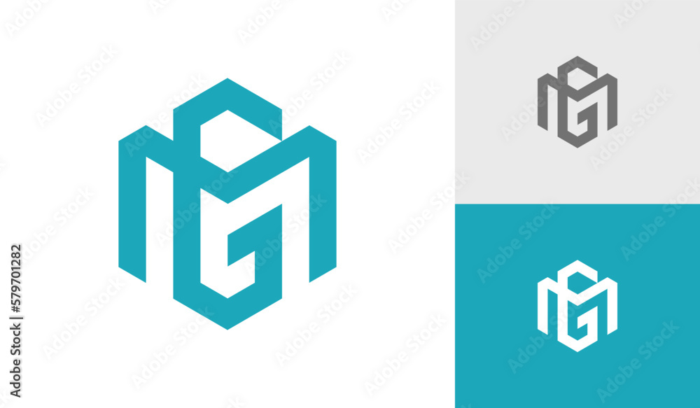 Letter MG or GM initial hexagon monogram logo design vector Letter MG or GM initial hexagon monogram logo design vector
