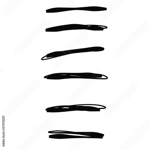 Set of handmade, hand drawn underline strokes isolated on white background EPS Vector 