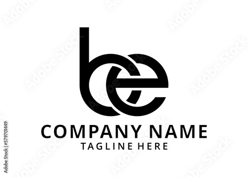 illustration letter BE modern linked circle round lowercase logo black