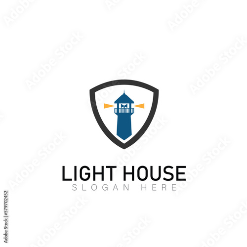 Free Download Lighthouse, Beacon logo icon. Vector Illustration. Modern linear simple logotype template. Lighthouses and ocean waves. - GFXLoad