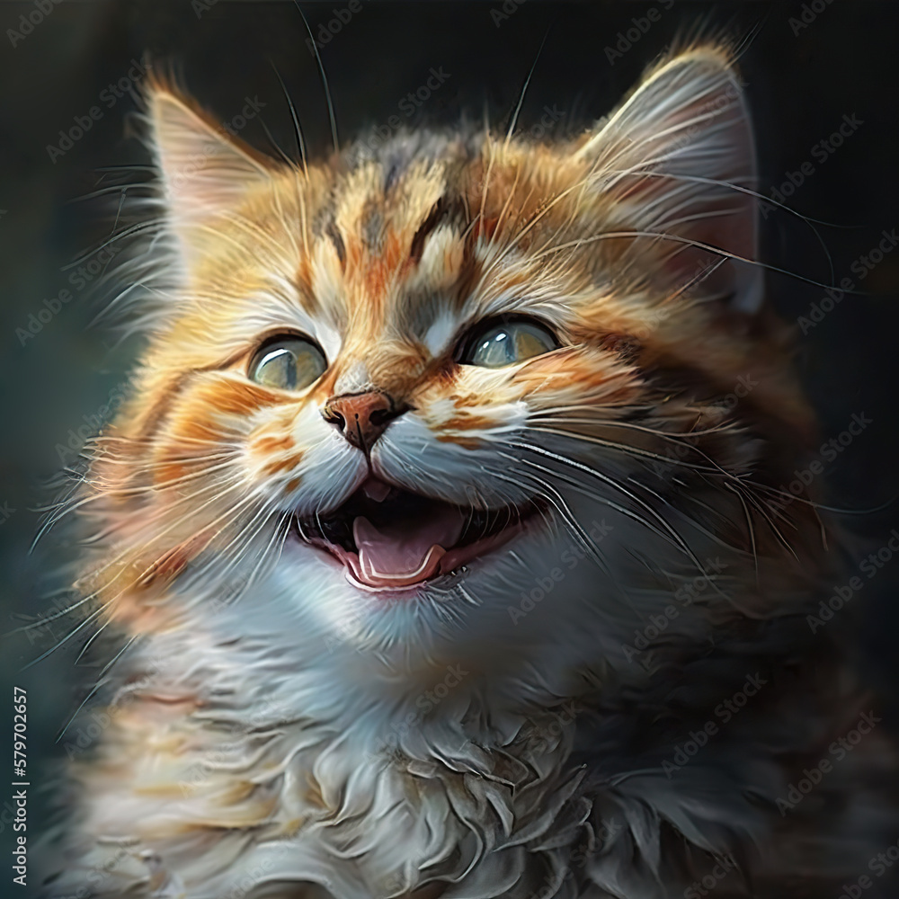 Smiling rufous cat - aI generated
