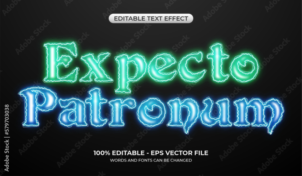 Fototapeta premium Editable witch spell light text effect. Glowing neon text on the dark background.