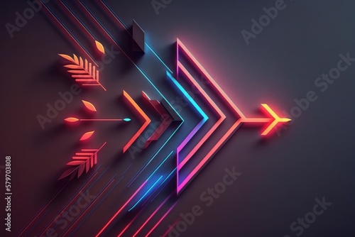 abstract colorful neon arrows background illuminated with glowing colored light generative ai light lines artwork