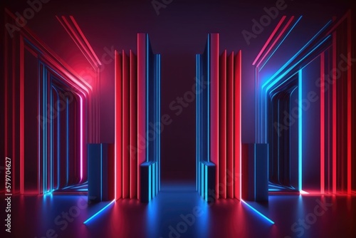 abstract colorful neon background illuminated with glowing colored light generative ai light lines artwork © Ecleposs