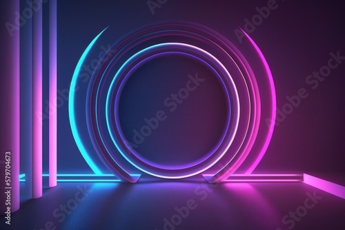abstract colorful neon background illuminated with glowing colored light generative ai light lines artwork 