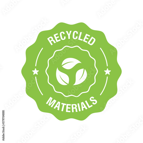 Recycled materials vector icon, logo, badge or label. Vector illustration
