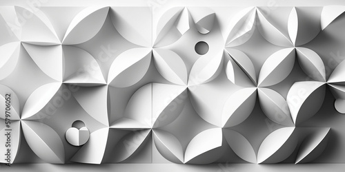 Geometric Graphic: White Background with Interlocking Shapes and Textures