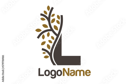 Letter L alphabet and growing leaves concept. Very suitable for symbol, logo, company name, brand name, personal name, icon, identity, business, marketing and many more.