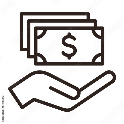 Hand holding dollar banknotes, save money icon, salary money, invest finance symbol