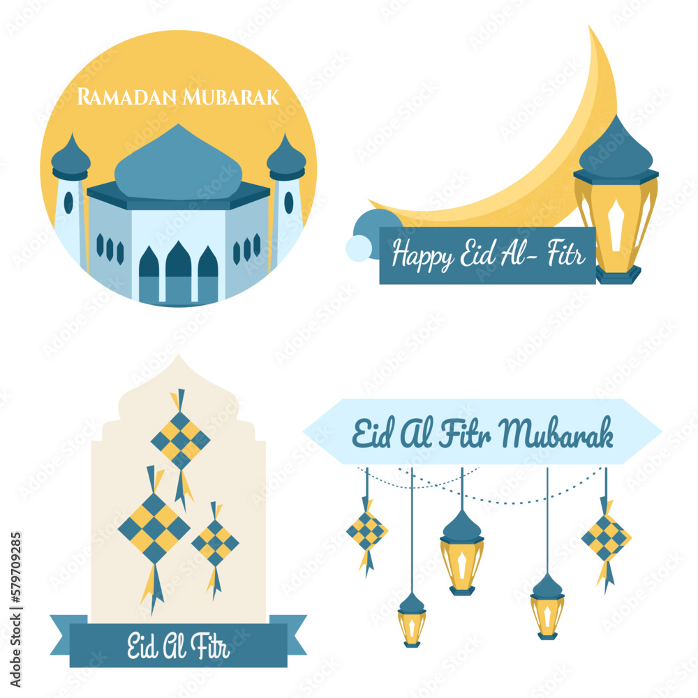 Naklejka premium set of ramadan and eid label or sticker