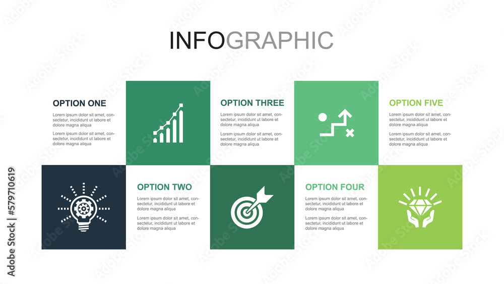 innovation, growth, goal, strategy, value, icons Infographic design