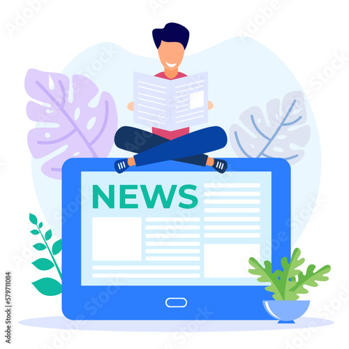 Illustration vector graphic cartoon character of news