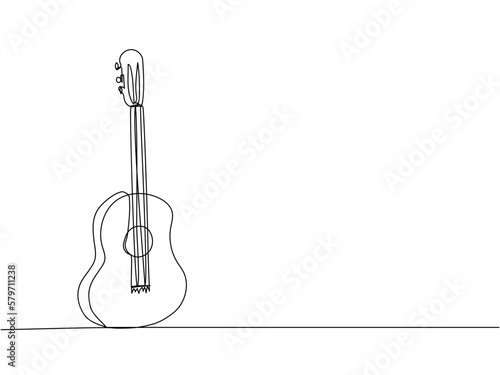 Acoustic guitar one line art. Continuous line drawing of musical, equipment, song, guitar, electric, melody, rock, volume, chord, bass, acoustic
