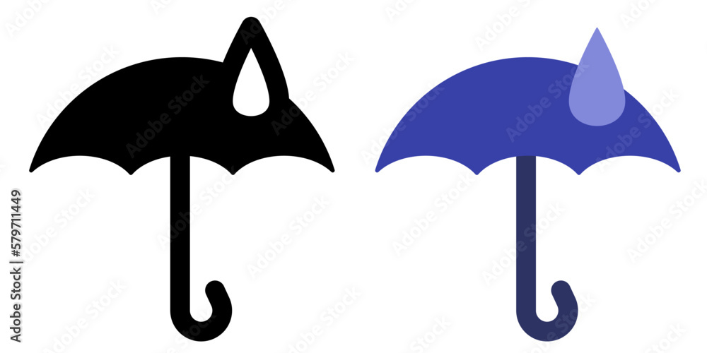 Umbrella with raindrop. Set of vector icons. Umbrella with raindrop. Set of vector icons.
