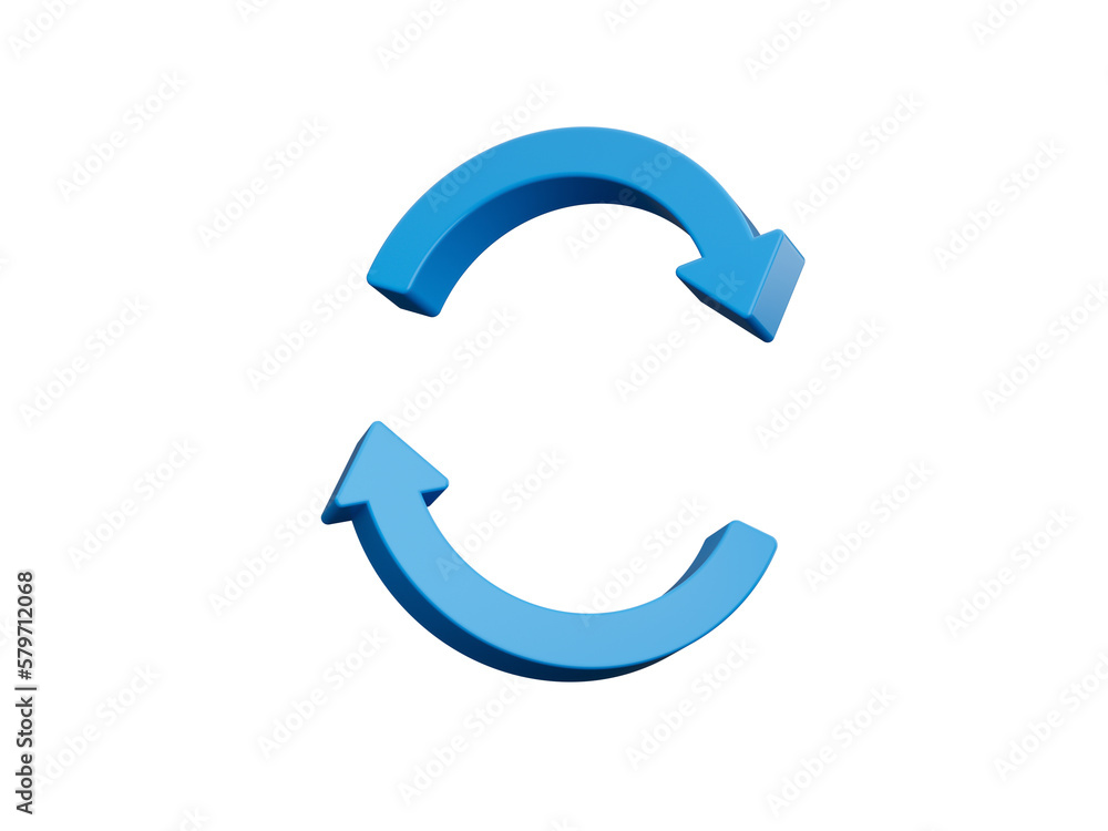 3d Blue Refresh Icon, Reload Icon Symbol, 3d Rotation Arrows On White Background, 3d illustration 3d Blue Refresh Icon, Reload Icon Symbol, 3d Rotation Arrows On White Background, 3d illustration