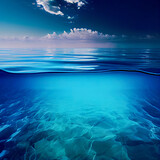 Beautiful seascape. Underwater world. Collage. Generative AI