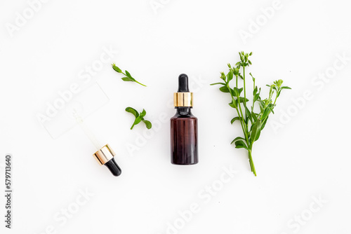 Medical herbs oil or extract in dropper bottle