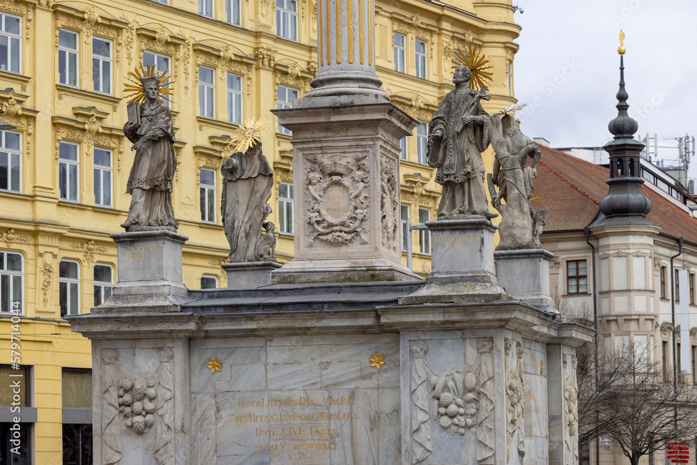Plague Column (Morovy sloup) situated at Freedom Square, Brno, Czech Republic